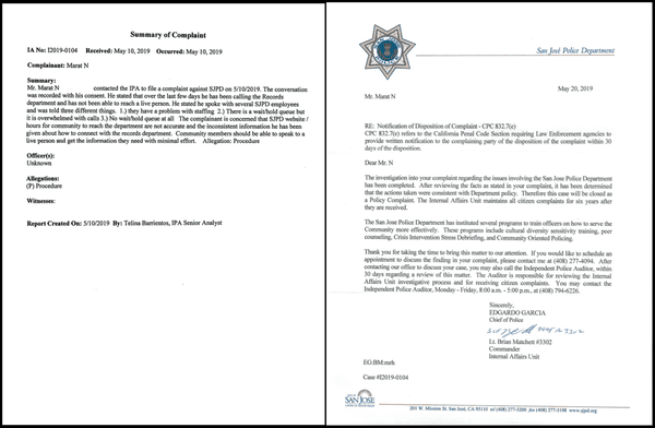 "It has been determined that" the Records department not answering during posted hours is an "action" "consistent with Department policy."