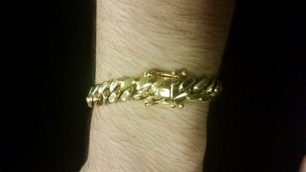 14kt Mens Cuban Length Bracelet