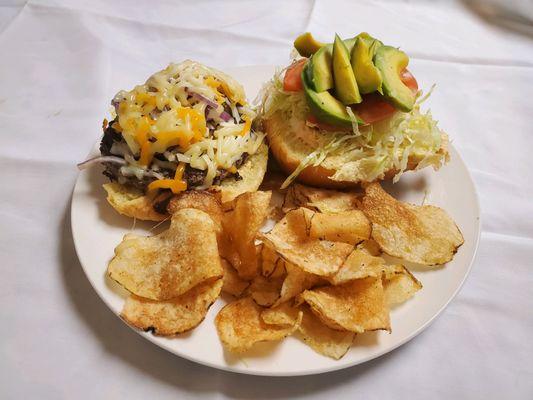 Our California burger and our house made chips