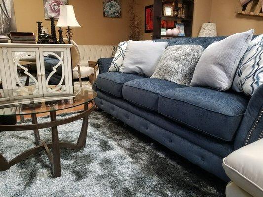 BenchCraft LaVernia Navy Sofa