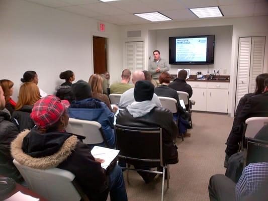 Jesse Gustafson teaches a group of First Time Home Buyers the process at one of our FREE monthly seminars.