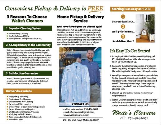 FREE PICK UP AND DELIVERY TO YOUR HOME OR OFFICE!