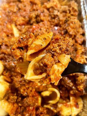 Create Your Own Pasta, shells with Bolognese sauce