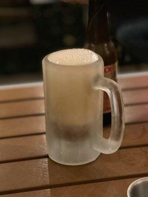 Delicious ice cold beer in frosty mug!