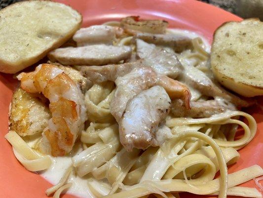 Chicken and shrimp Alfredo