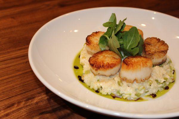 Scallops with Spilt Pea Risotto