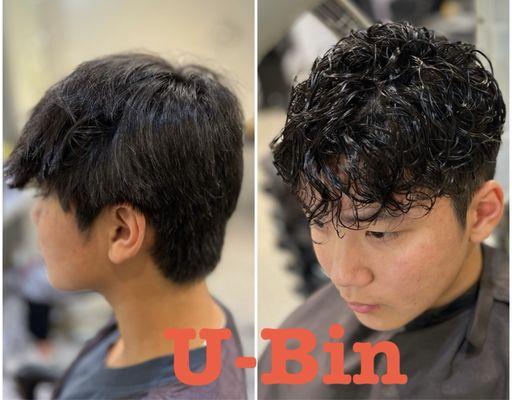 Mens medium wavy perm