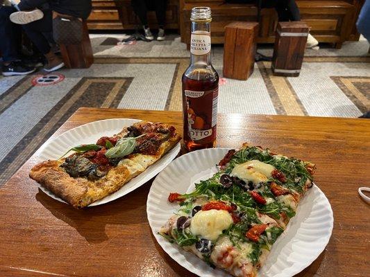 Eggplant Parmesan Pizza, Sun-dried Tomato Pizza Slice Four slices total, they are cut in halves and bigger than this picture does justice.