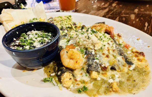 Blue Crab Green Chile Enchiladas