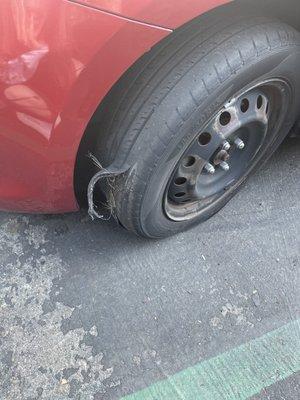 Blown out tire