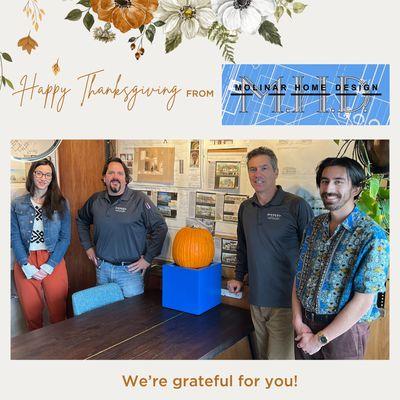 Happy Thanksgiving from the Molinar Home Design team!

#thanksgiving2023
#architect
#eastbayarea