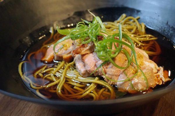 Cha soba and kamo with yuzu kosho