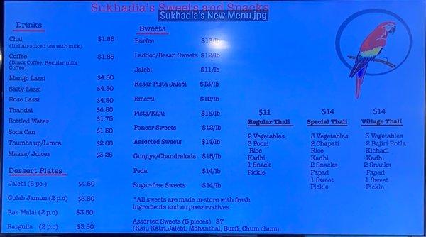 Our menu