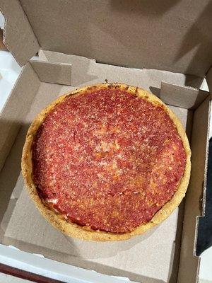 9" deep dish. Perfect for two people!