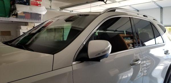 Front window and windshield tinted to block out UV light