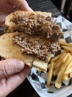 Cheap bad tasting cheesesteak.