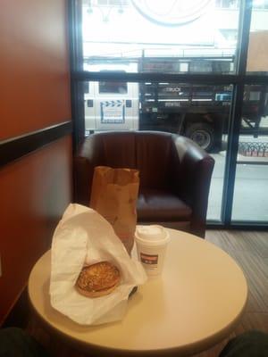 Enjoying my dunkin donuts ,while in New York