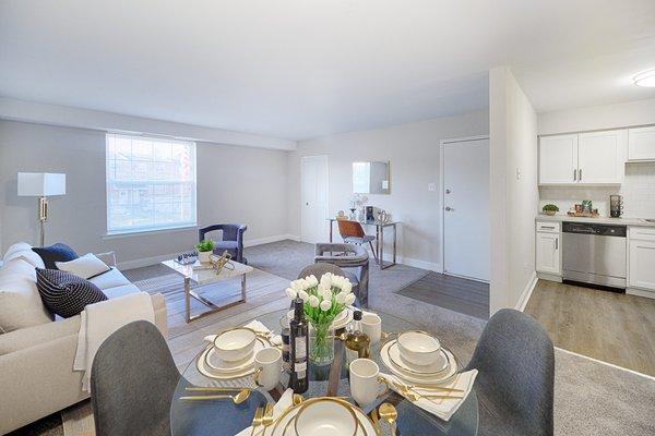 Rushwood Apartments has a spacious and airy open floor plan layout.