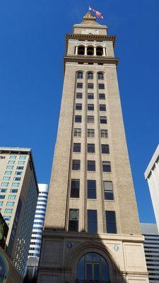 Close-up of the Daniel and Fisher Tower.