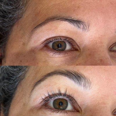 Brow lamination and lash lift