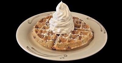 Hot Belgian Waffles!  Add toppings and frozen yogurt for a delicious dessert!