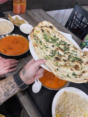 Buster chicken rice and naan bread