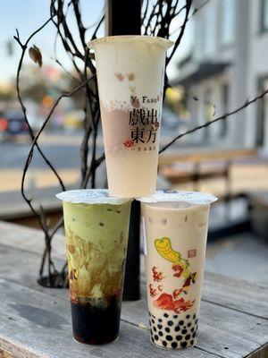 10/07/2024: Cold Fresh Taiwanese Taro Latte w/Sago, Cold Brown Sugar Pearl Matcha Latte, Brown Sugar Pearl Latte without Tea