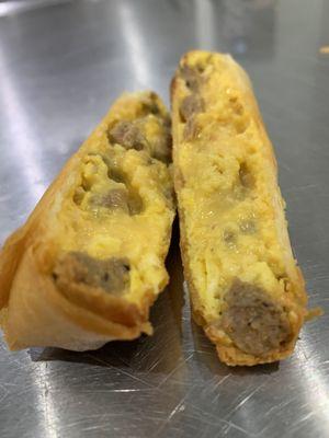 Pozer of the Month - It looks like an Eggroll on the outside but the Hot & Melty inside will surprise you!  Pictured: Sausage, Egg & Cheddar