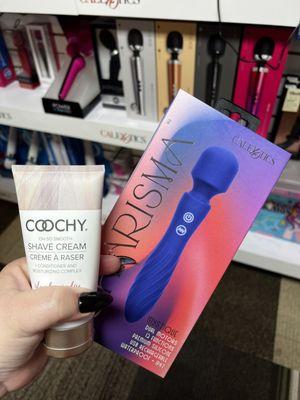 Coochy shave cream and vibrater