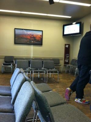 Waiting room, always CNN on, way too loud