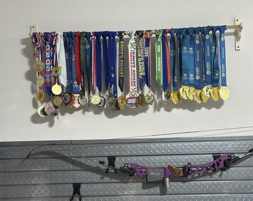 Medals won in past 5 years for local, state, national and world tournaments.