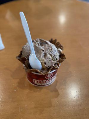 Peanut Butter Cup Perfection in a waffle cup.