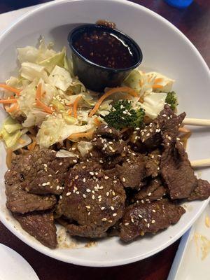 Ginger beef teriyaki bowl