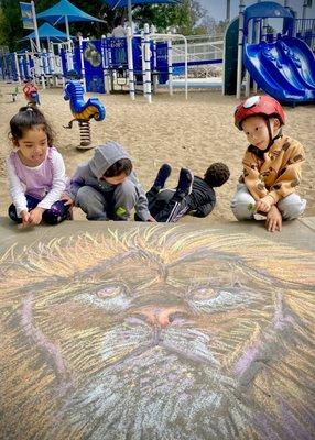 Five minute chalk art with five year olds lol