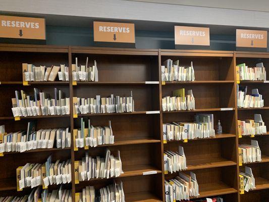 Reserve book shelf