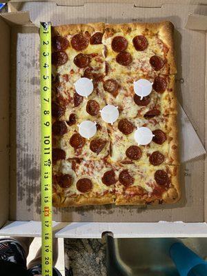 12"X 15" long? Paid for 18x18 pizza