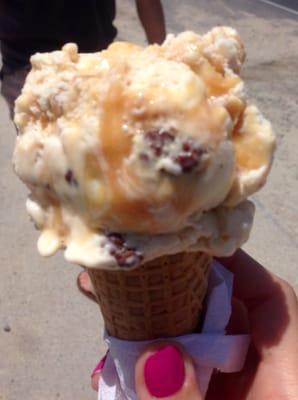 Candy bar overload in a sugar cone from the grill attached to arcade.