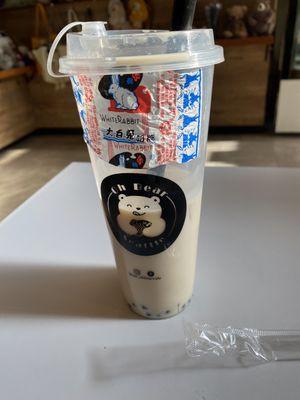 very good white rabbit milk tea, love the wrapper detail as well ! the atmosphere of the place is so nice i highly recommend :)