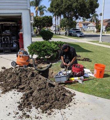 Repair just under driveway