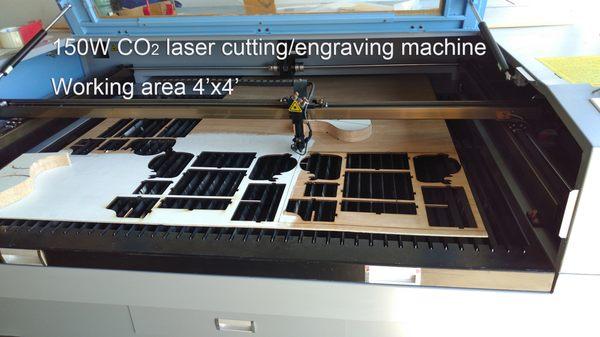 CO2 laser cutting/engraving services. Any material except metal. Cut or engrave to 1/2 thickness over 4'x4' area.