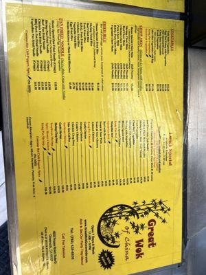 Updated menu with prices.