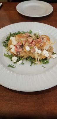 Fried Green Tomato topped with GA Shrimp