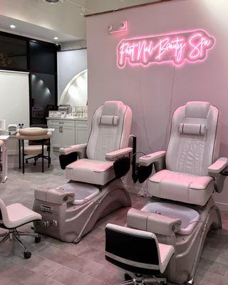 pedicure station: chairs with massage