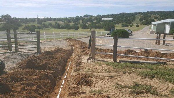 Drainage french drain in progress