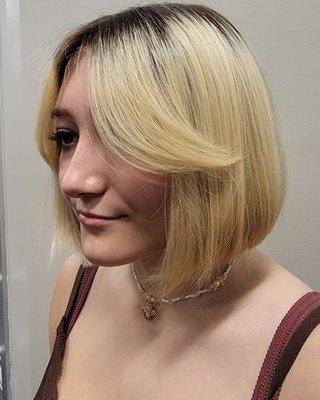 Gorgeous bob with a long curtain fringe