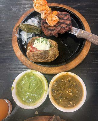 Tenderloin steak and shrimp