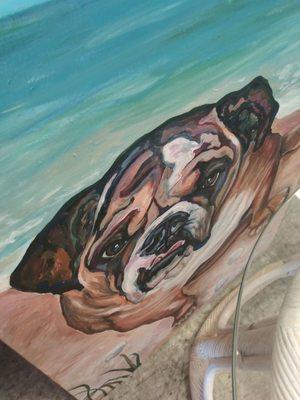 I liked this dog at the beach painting.