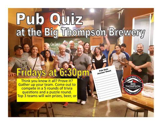 Pub Quiz Fridays 6:30