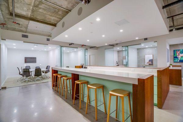 Resident community room at The Jagger Apartments in West Los Angeles on Overland Avenue.