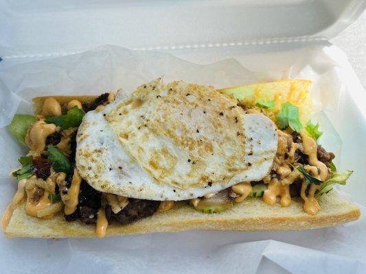 BBQ Beef Banh Mi w/fried egg